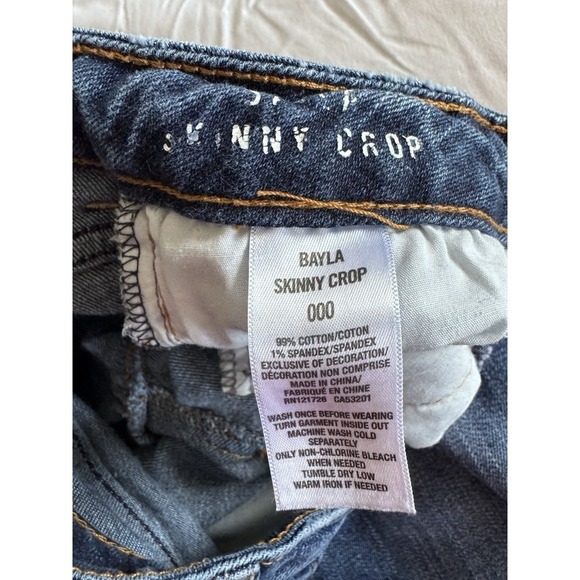 Aeropostale Size 000 Bayla Skinny Crop Jegging blue distressed Jeans, 25" Inseam - Picture 6 of 9